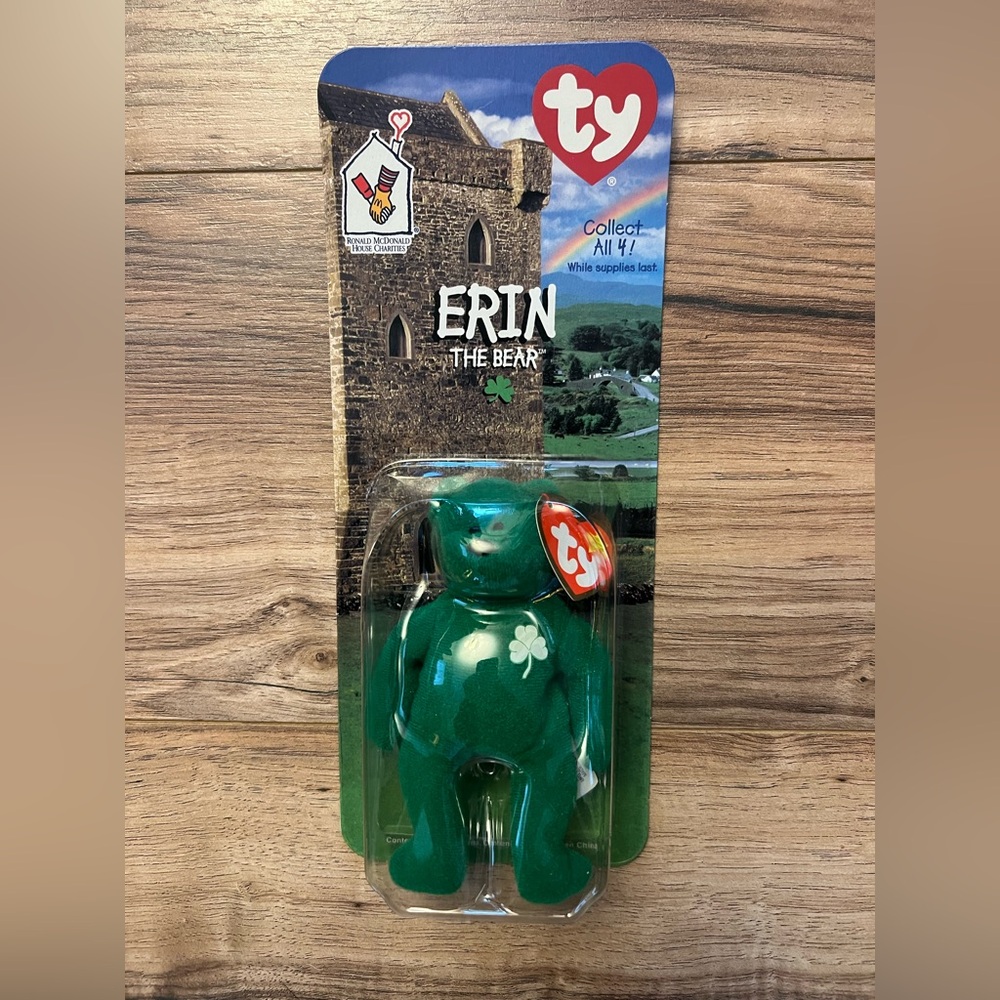 Ty Beanie Baby Erin the Bear 1999 McDonalds Green White Vintage Rare Collectors